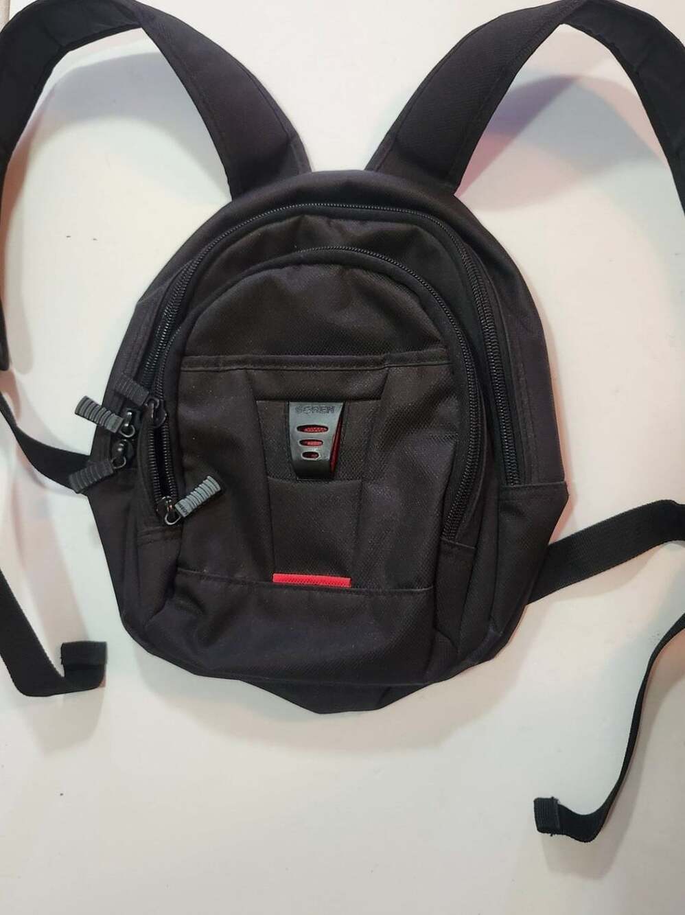 Soren Black Mini Backpack with Zip Compartments and Key Leash